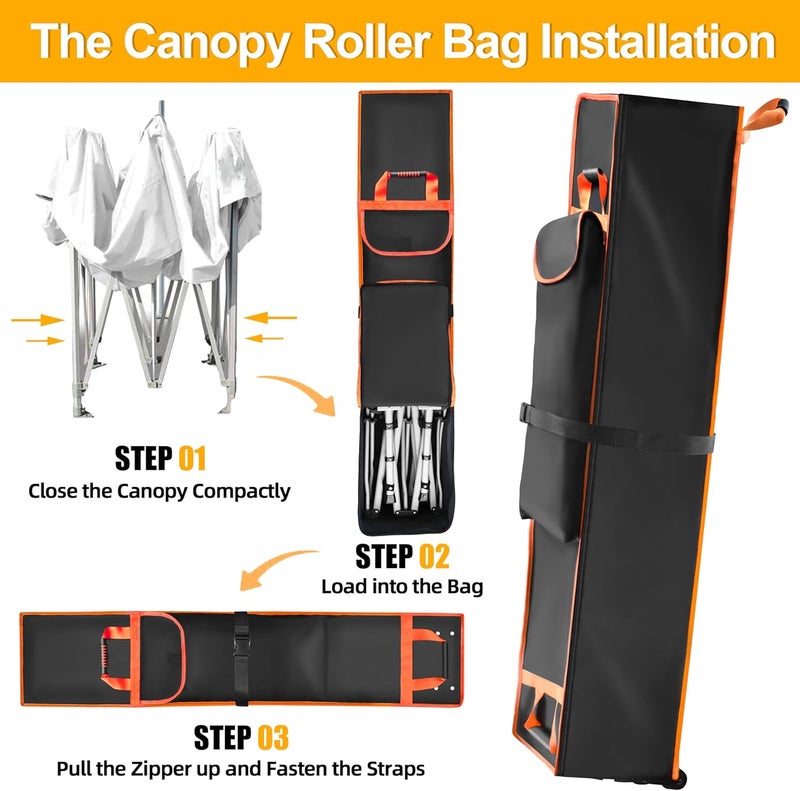 Amerbro 10 x 10 x 66in Canopy Bag Replacement for 10 x 10 Pop Up Canopy Tent with Roller Wheels - Canopy Carrying Bag with Handles - Pop Up Canopy Replacement Parts - 600D Waterproof Oxford Fabric - Image 4
